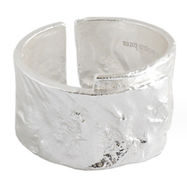 Men's Irregular Wide Geometry 925 Sterling Silver Adjustable Ring