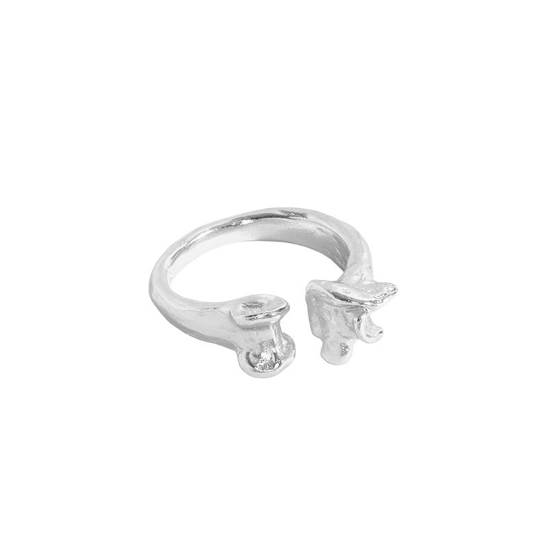 Fashion Bones Irregular 925 Sterling Silver Adjustable Ring