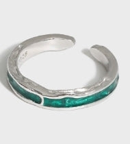 Minimalism Irregular Epoxy 925 Sterling Silver Adjustable Ring