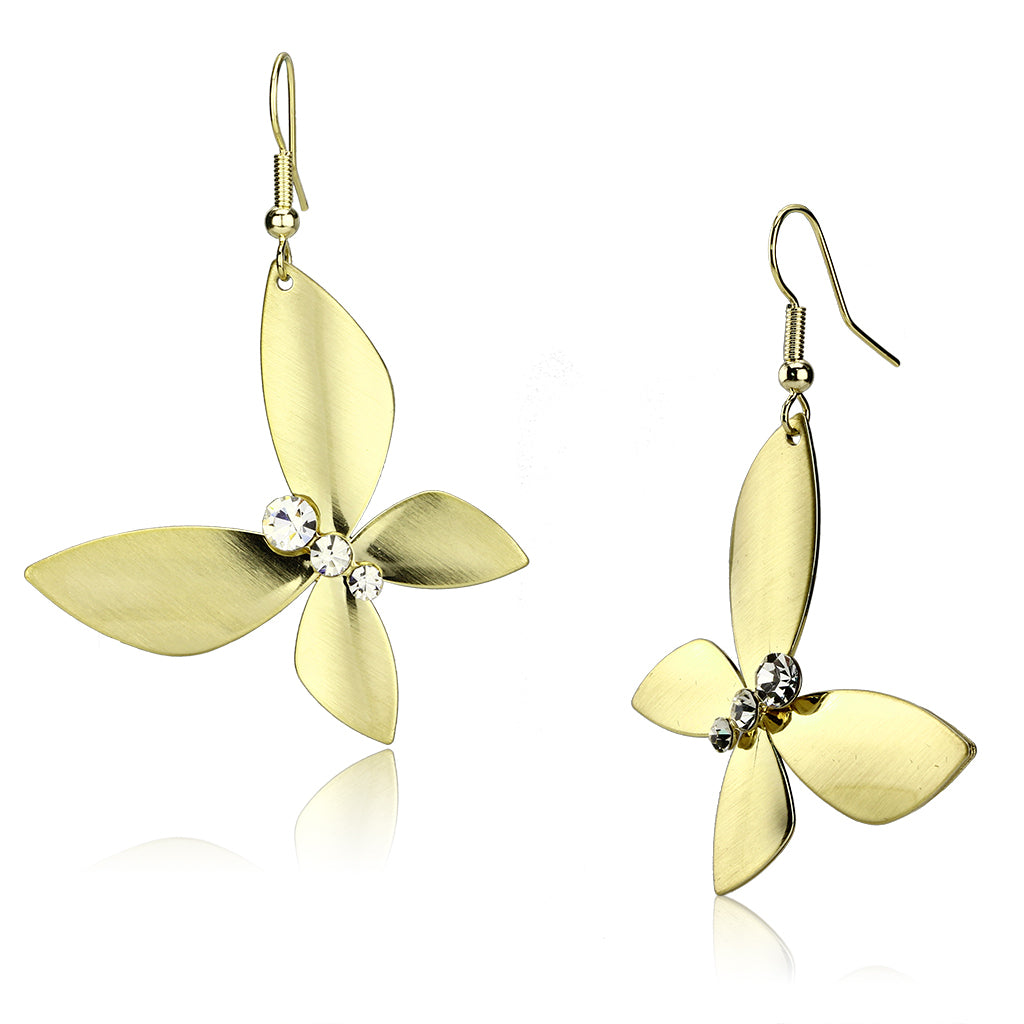 LO2651 - Matte Gold & Gold Iron Earrings with Top Grade Crystal in Clear