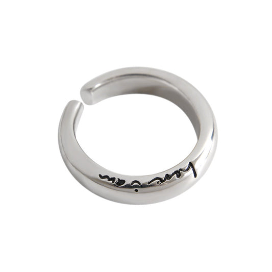 Simple Letters Here i am 925 Sterling Silver Adjustable Ring