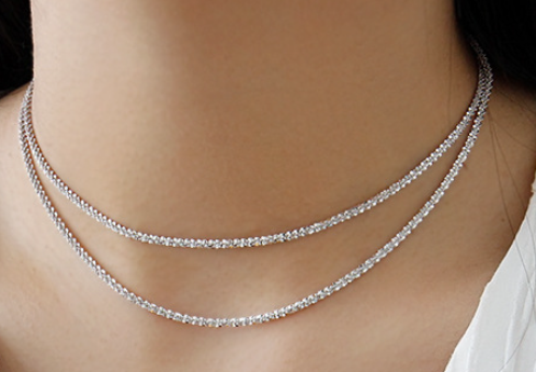Simple Nugget Crisscross 925 Sterling Silver Necklace
