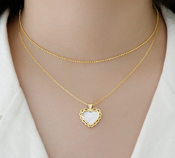 Anniversary Mother of Shell Heart 925 Sterling Silver Necklace
