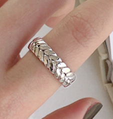 Fashion Wheat Twisted Pattern 925 Sterling Silver Adjustable Ring
