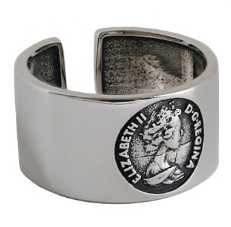 Fashion Elizabethan Portrait 925 Sterling Silver Adjustable Ring