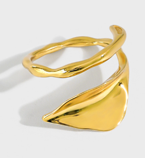 Irregular Leaf Fashion 925 Sterling Silver Adjustable Ring