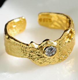 Irregular CZ 925 Sterling Silver Adjustable Ring