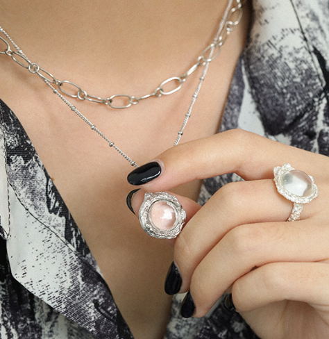 Gift Round Natural Anemousite White Crystal Irregular 925 Sterling Silver Necklace