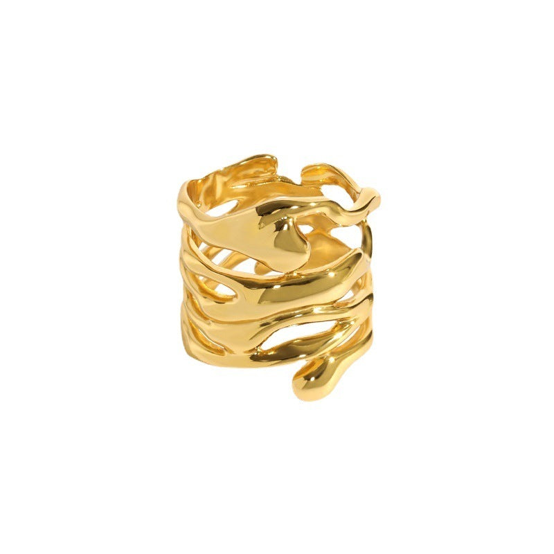 Modern Multi Layer Cross 925 Sterling Silver Adjustable Ring