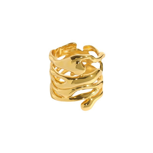 Modern Multi Layer Cross 925 Sterling Silver Adjustable Ring