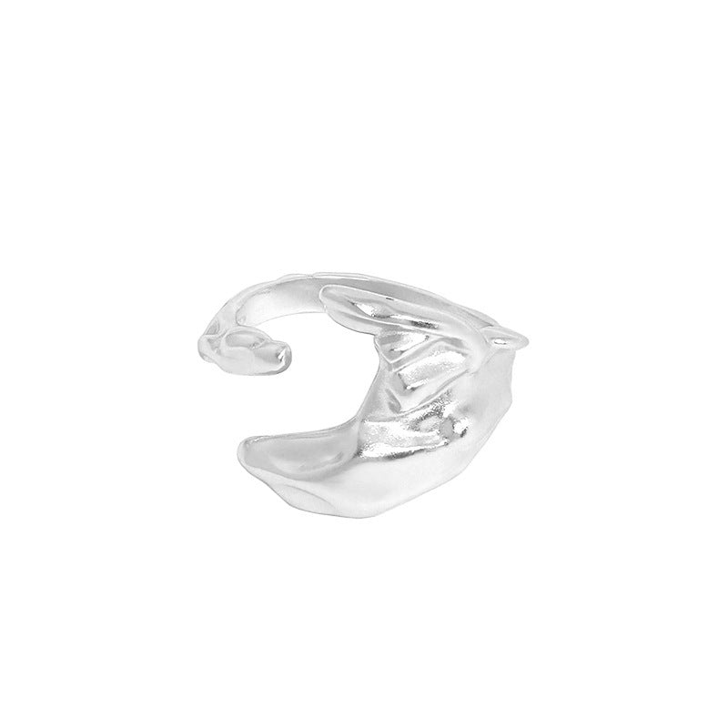 Fashion Irregular Moon 925 Sterling Silver Adjustable Ring
