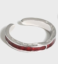 Minimalism Irregular Epoxy 925 Sterling Silver Adjustable Ring