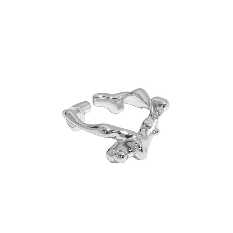 Fashion Abstract Irregular Bubbles 925 Sterling Silver Adjustable Ring