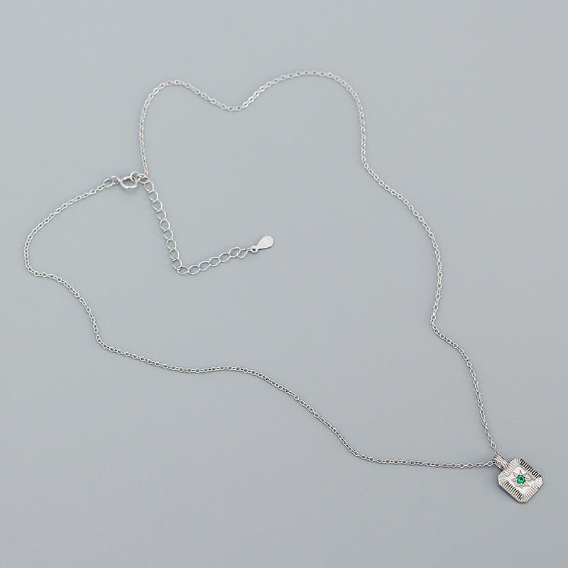 Geometry Square CZ Octagonal Star 925 Sterling Silver Necklace