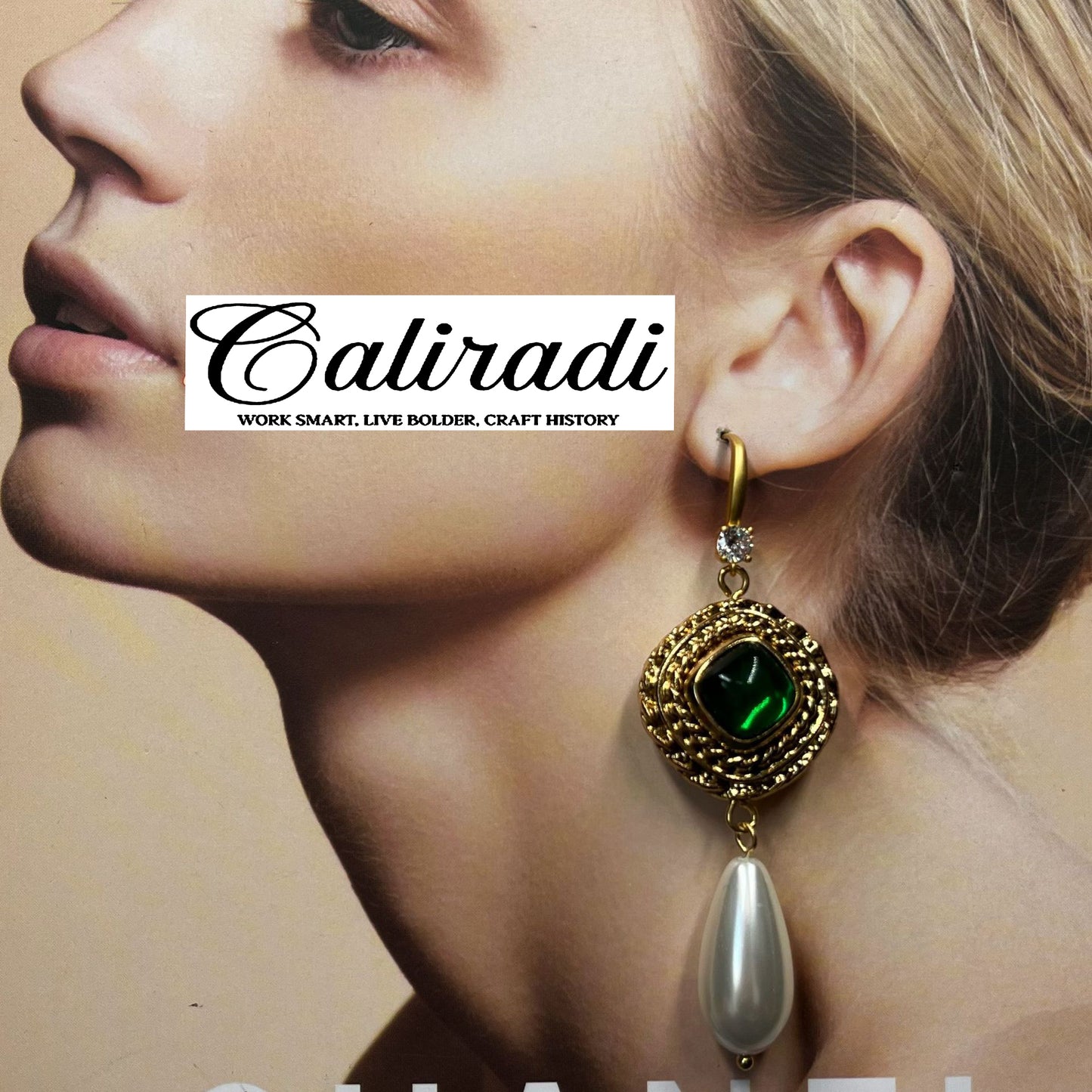 Caliradi medieval vintage temperament palace stone pearl earrings necklace atmospheric retro accessories set