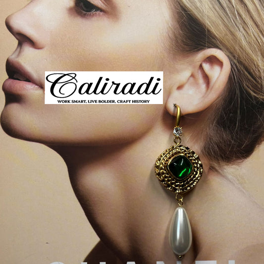 Caliradi medieval vintage temperament palace stone pearl earrings necklace atmospheric retro accessories set