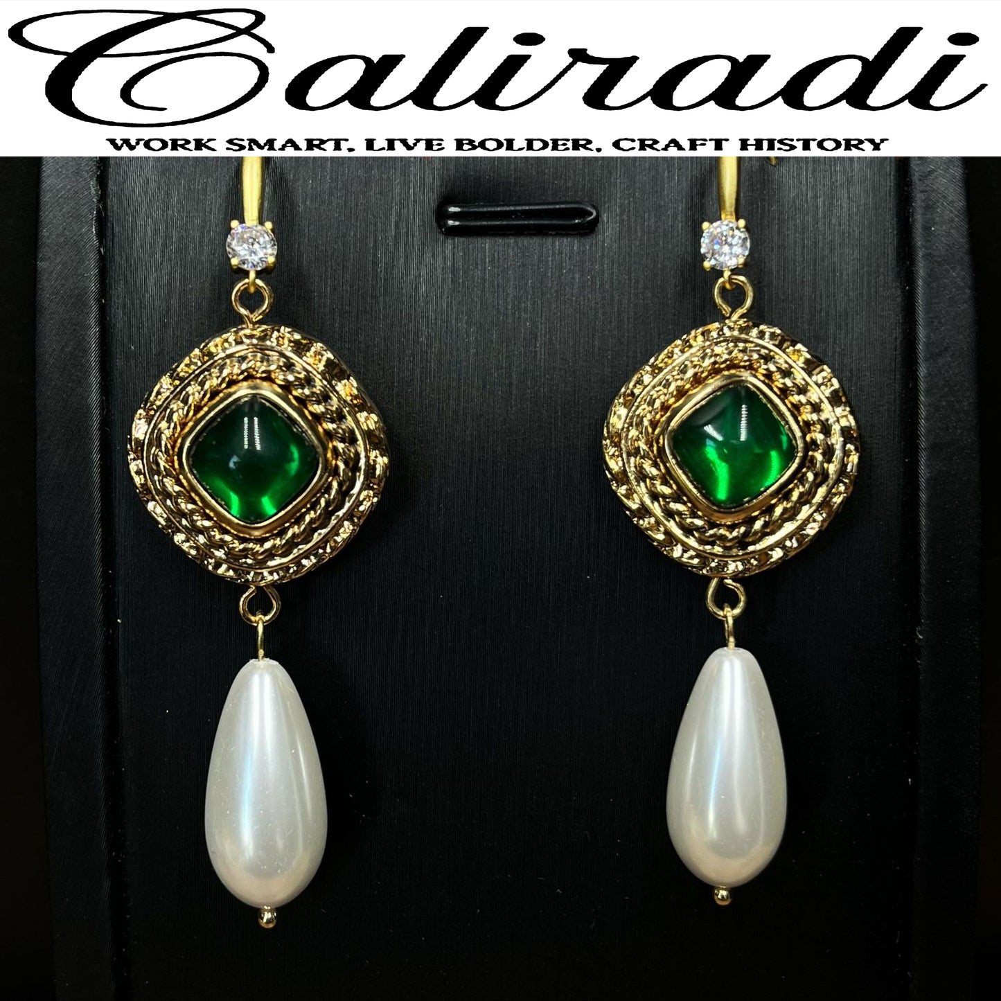 Caliradi medieval vintage temperament palace stone pearl earrings necklace atmospheric retro accessories set