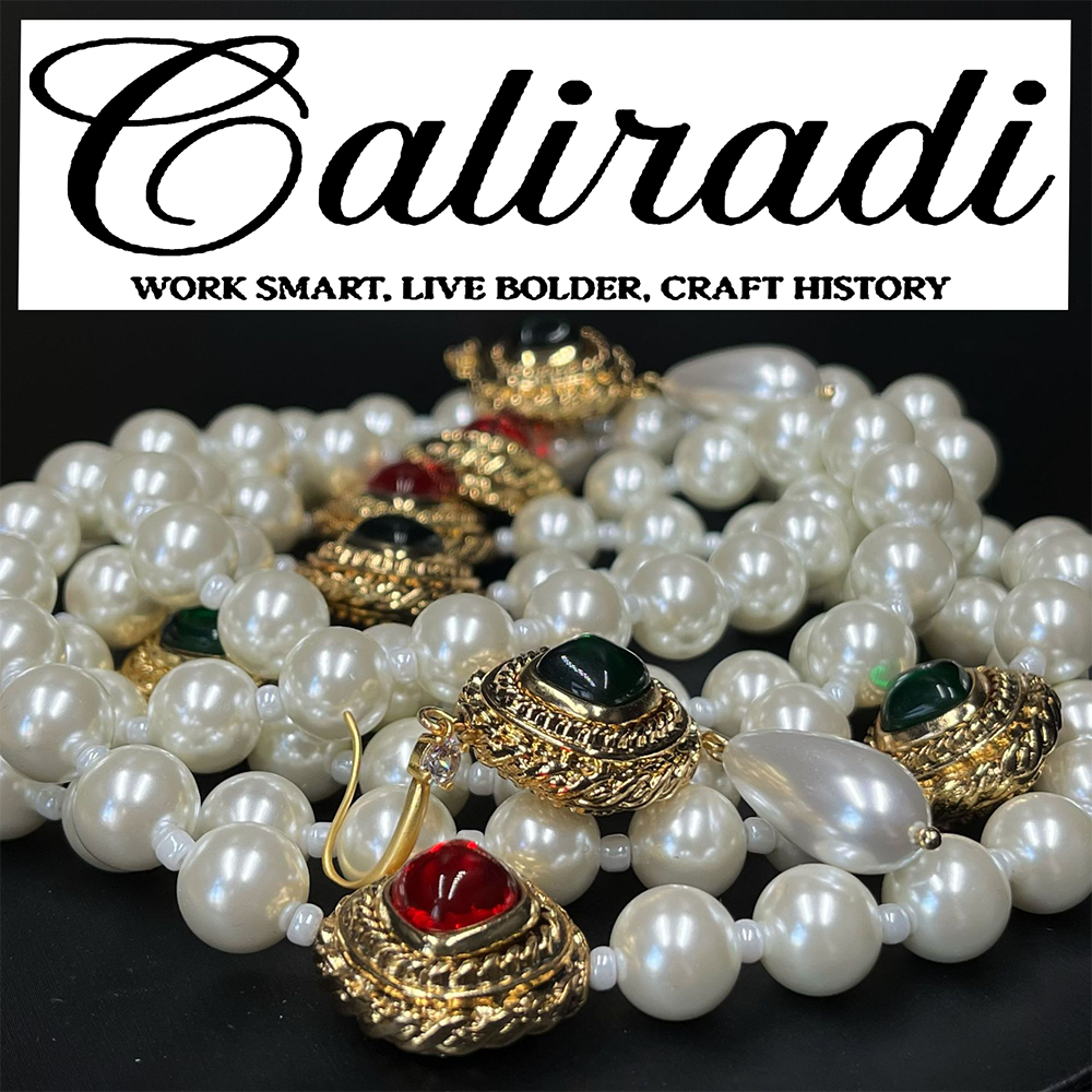 Caliradi medieval vintage temperament palace stone pearl earrings necklace atmospheric retro accessories set